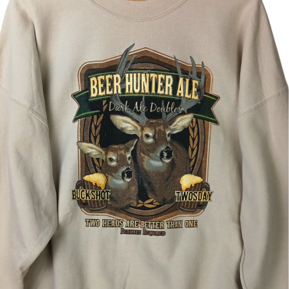 Puritan Shirts Vintage Beer Hunter Ale Deer Heads Graphic